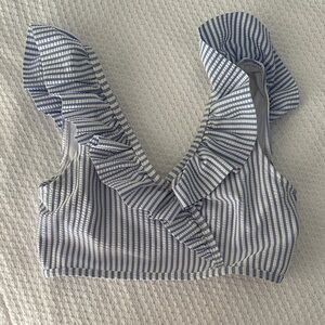 Ruffle Butts Blue and White Striped Crop Top